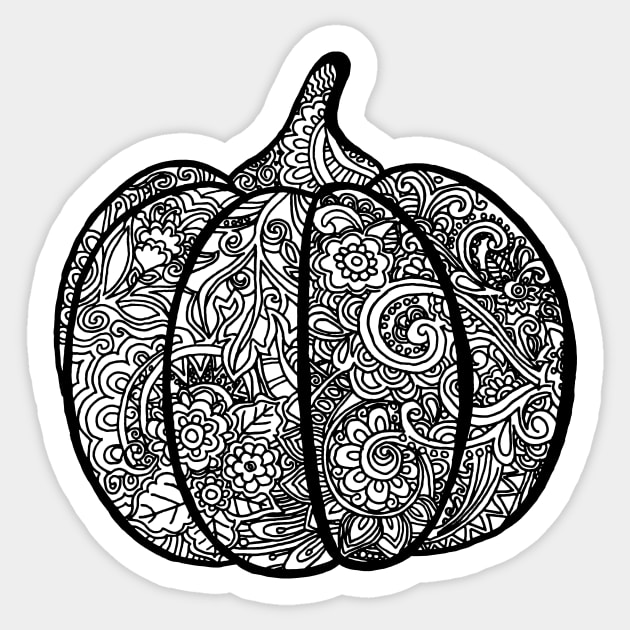 Pumpkin Zentangle - Black Lace Sticker by ElviraDraat